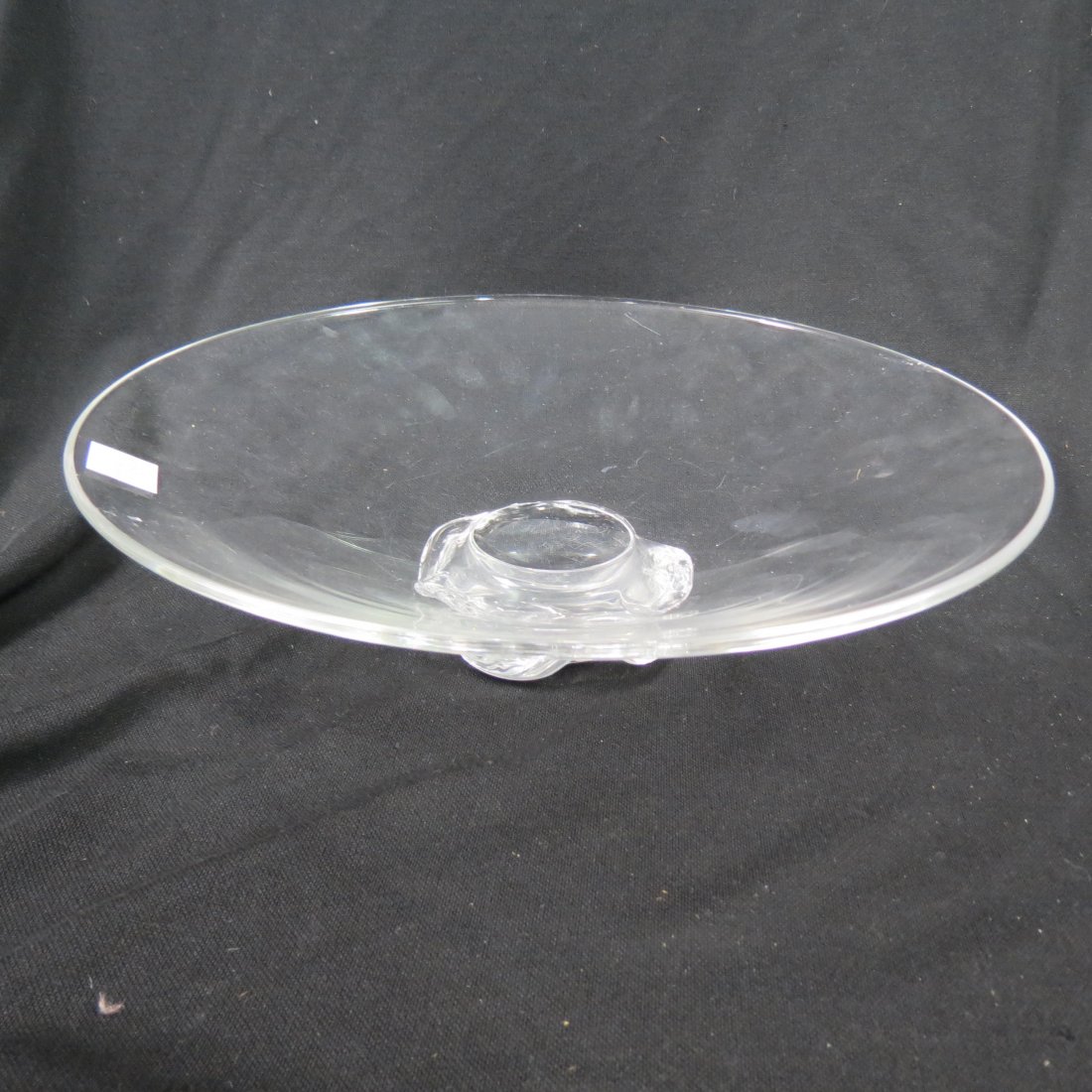 Large Steuben Crystal Centerpiece Bowl,: wave design, low pedestal base, 15 1/2" diameter, signed.