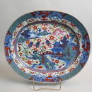 Chinese Lowestoft Porcelain Clobbered Platter,