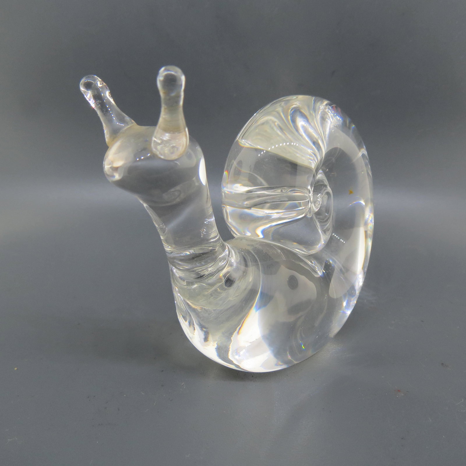 Steuben Crystal Figurine of a Snail: 2 1/2" x 3 1/2", signed, excellent.