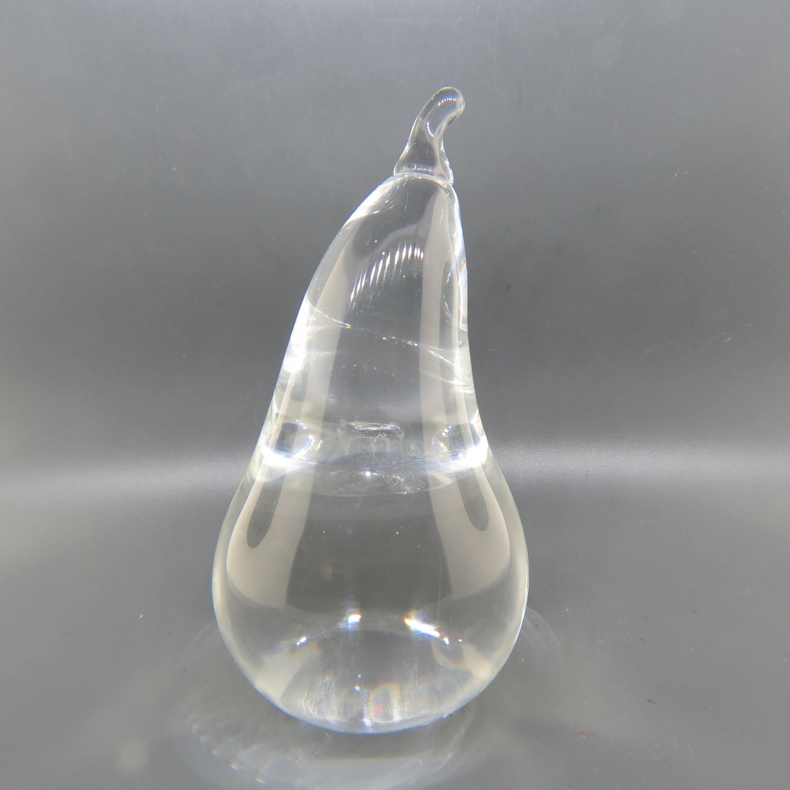 Steuben Crystal Paperweight of a Pear,: 5", signed, excellent.