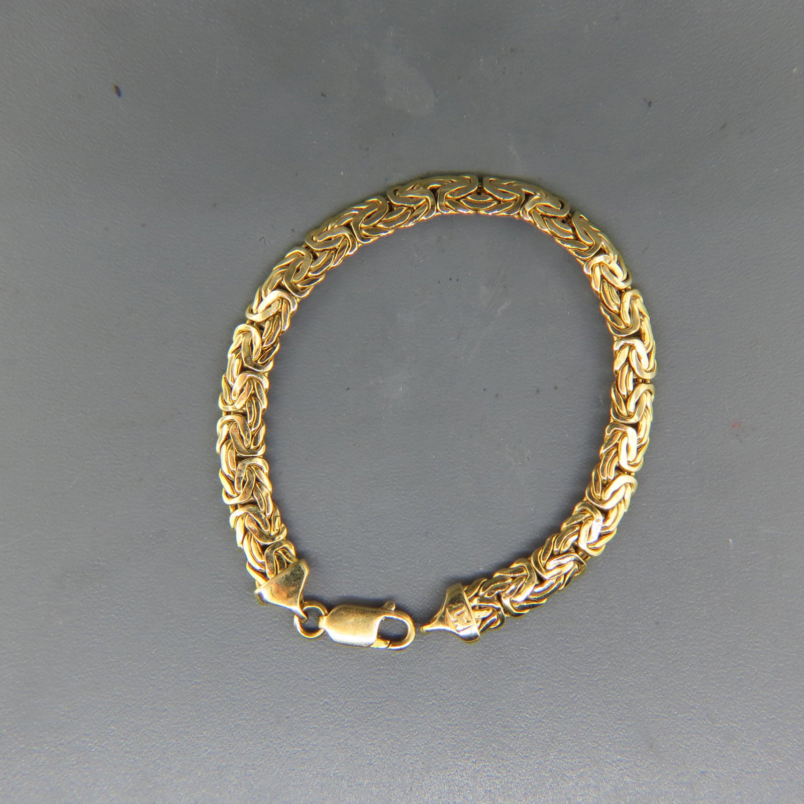14K Gold Bracelet with Byzantine Link,: 7", 1/4" wide, 9.2 grams.