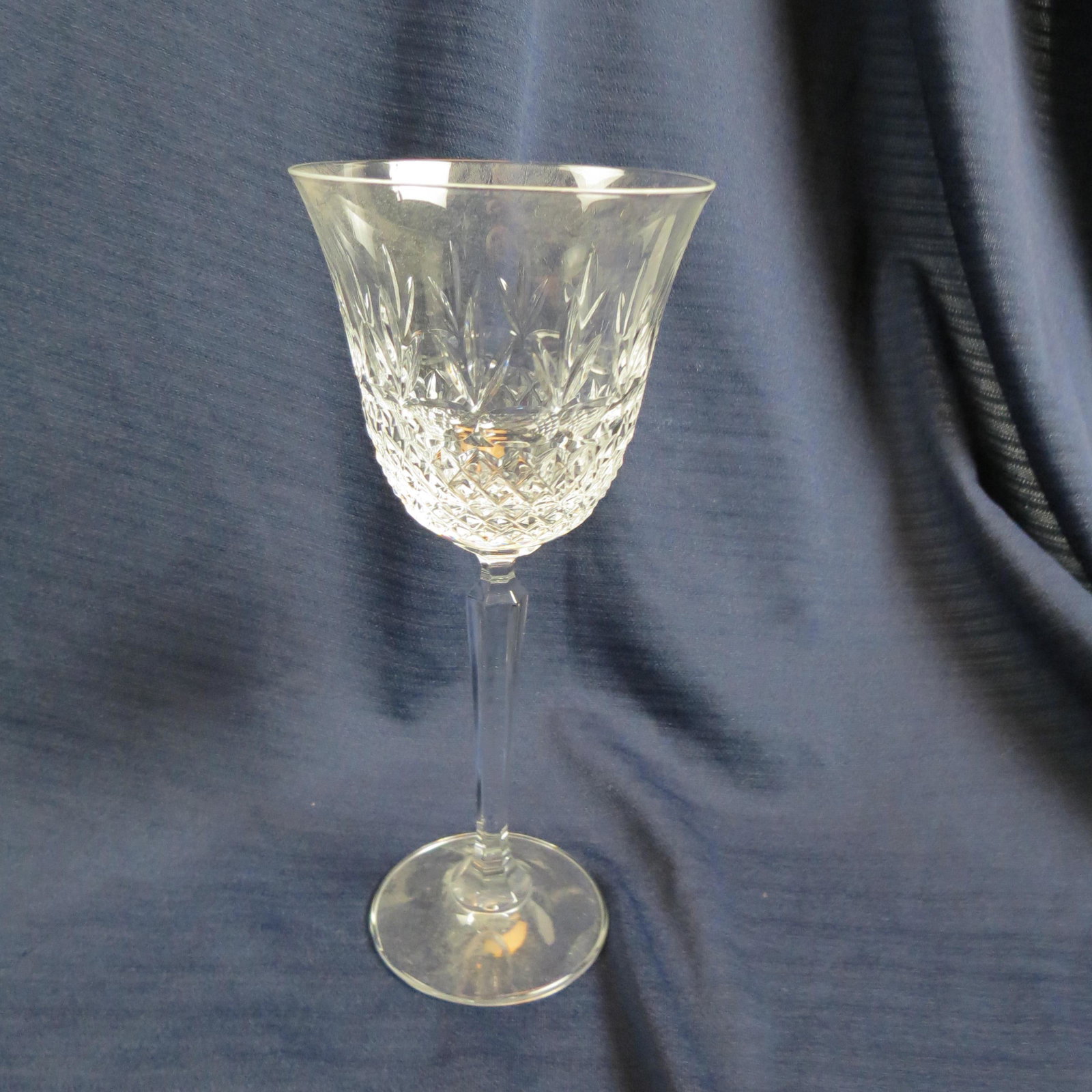 11 Cut Crystal Tall Goblets,: diamond and fan style design, 8 1/4", excellent.