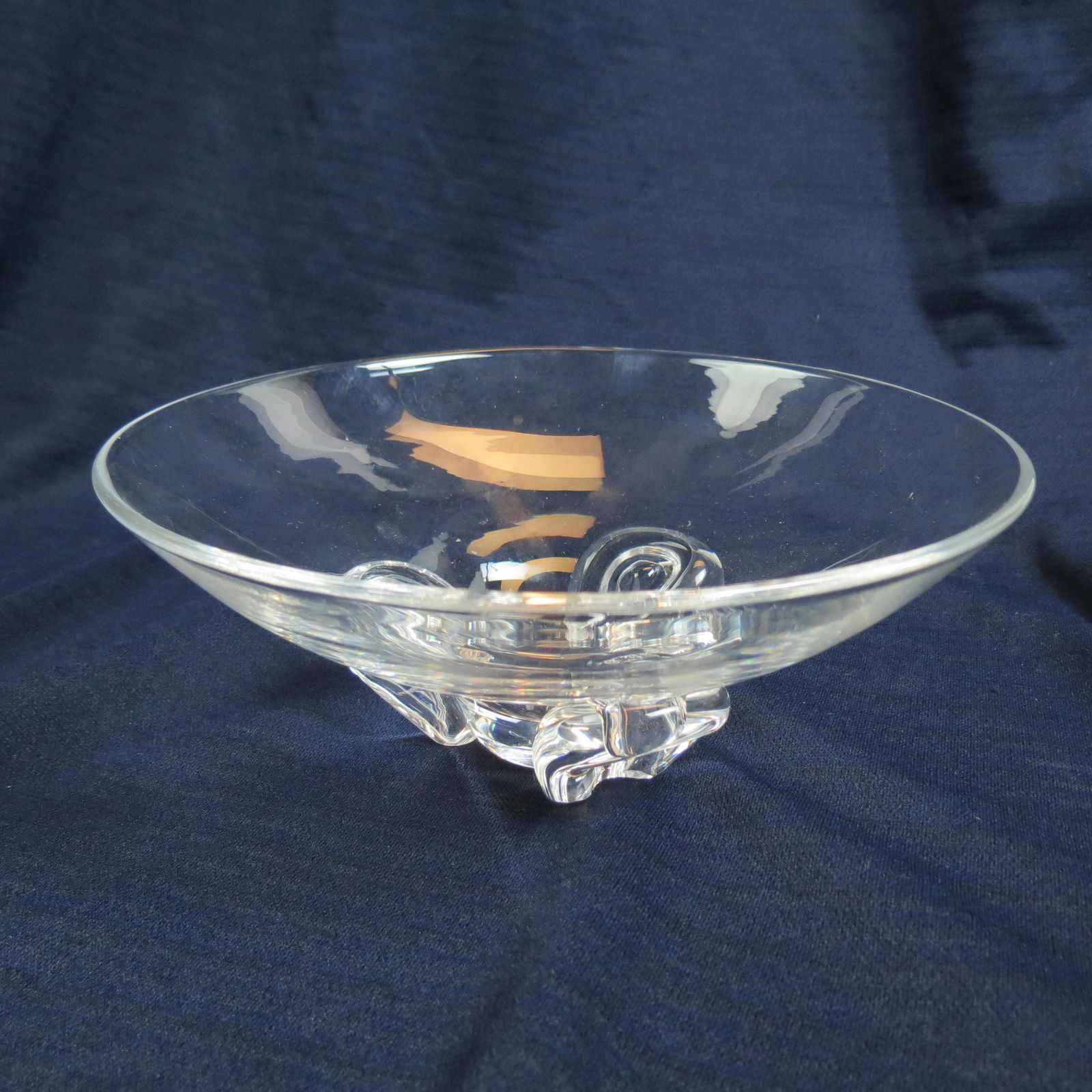 Steuben Crystal Bowl,: 3 lobed base, 7 3/4" diameter, signed, excellent.