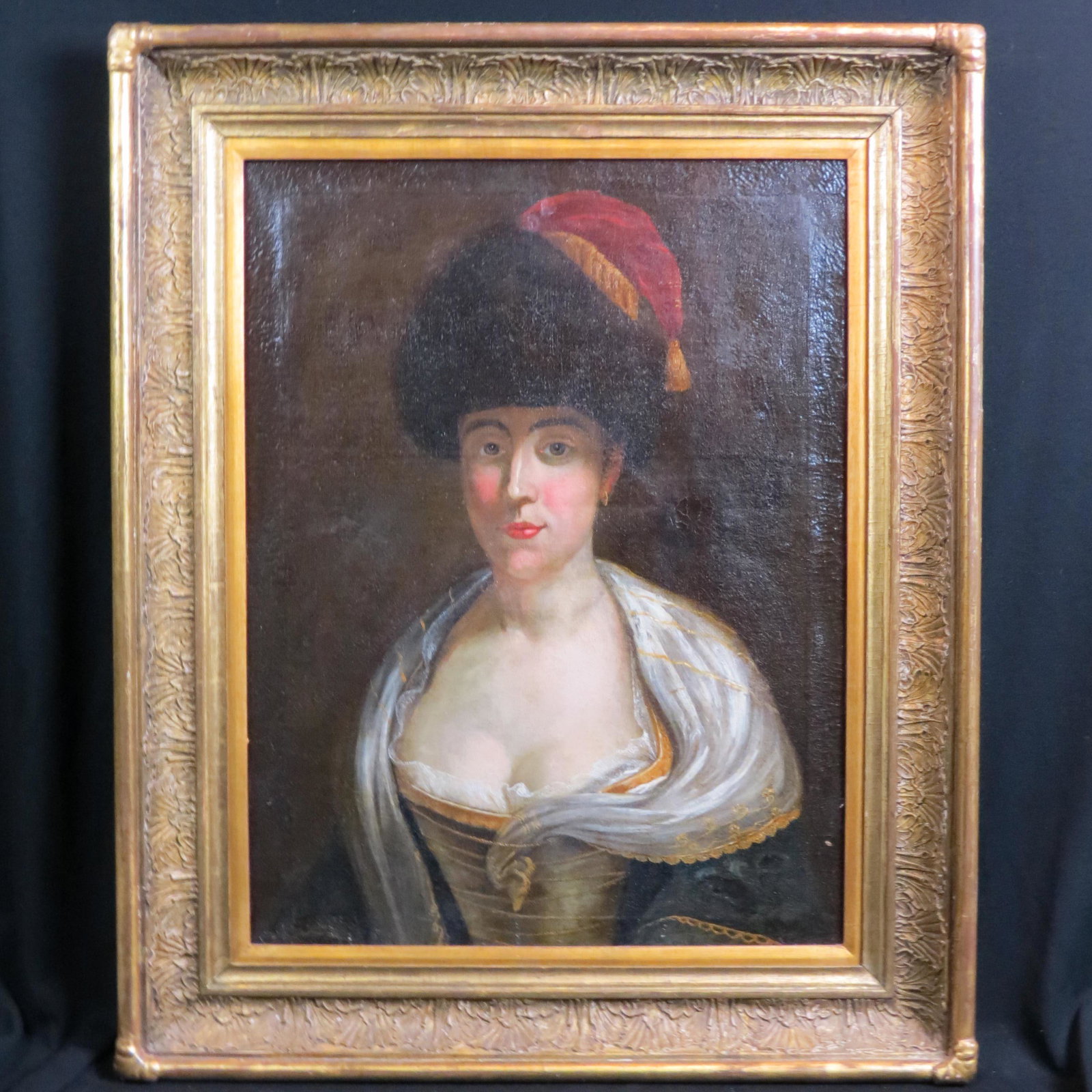 Early 19th Century Oil of a Young Lady,: on canvas, image area 27" X 20" plus period gold frame, unsigned.