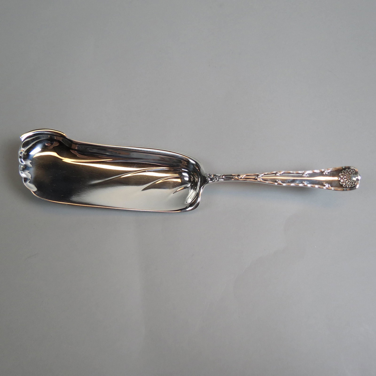 Scarce Tiffany Sterling "Wave Edge" Fish Server,: 1884, 12 1/2" long, 196 grams, excellent, no monogram.