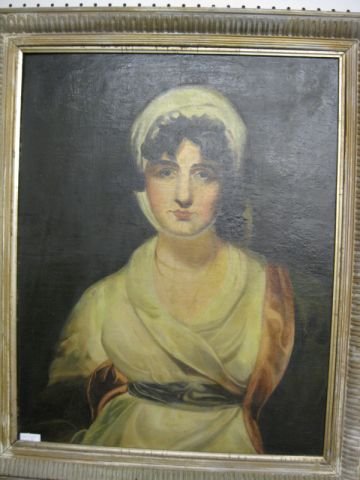 19th Century Oil on Board, portrait of young lady,: portrait of young lady, 21" x 26".