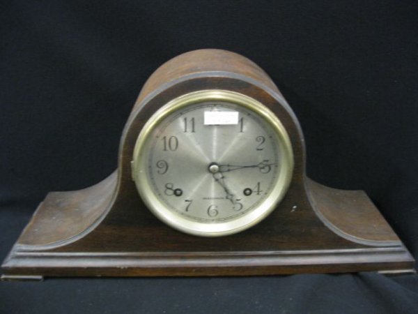 Herschede Mahogany Mantle Clock, 8 1/2" tall, : 8 1/2" tall, 18" wide.