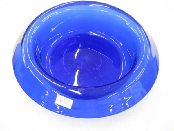 Pairpoint Cobalt Glass Centerpiece Bowl, : fold over edge, 12 1/2", excellent.