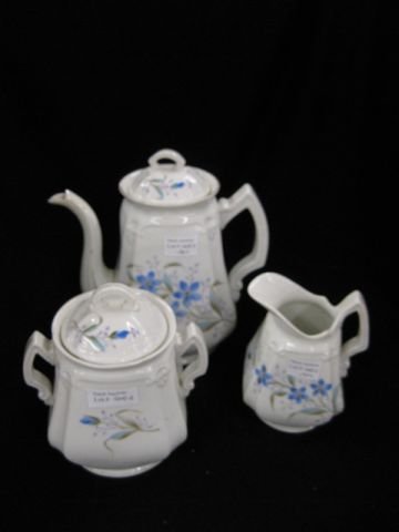 3 pcs. Ironstone Tea Set, rich floral, circa 1880: rich floral, circa 1880.