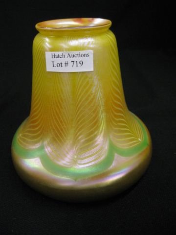 Art Glass Shade Attributed to Steuben, pulled: pulled feather on golden aurene, 5" with a 2 1/8" fitter, excellent.
