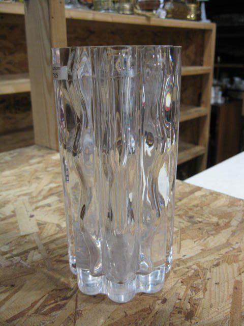 Orrefors Crystal Vase, naturalistic trunk form,: naturalistic trunk form, signed, 8" tall.