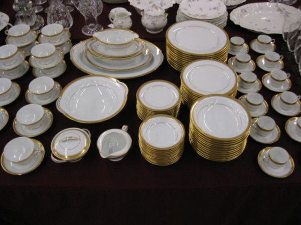 119 pc. Noritake "Goldridge" China Service for 12: gold rimmed, lots of servers, a fine large set, appears unused, pattern #54805.