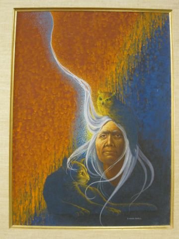 F.Dawn Snell, Indian Artwork, "The Story Teller", : "The Story Teller", egg tempera, 1982, listed artist, 22" x 30".