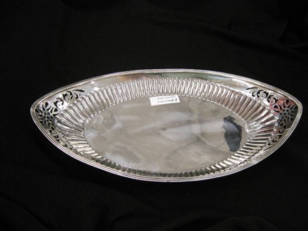 Gorham Sterling Silver Bread Tray, ribbed design: ribbed design, openwork ends, 6 1/2" x 12", dings.