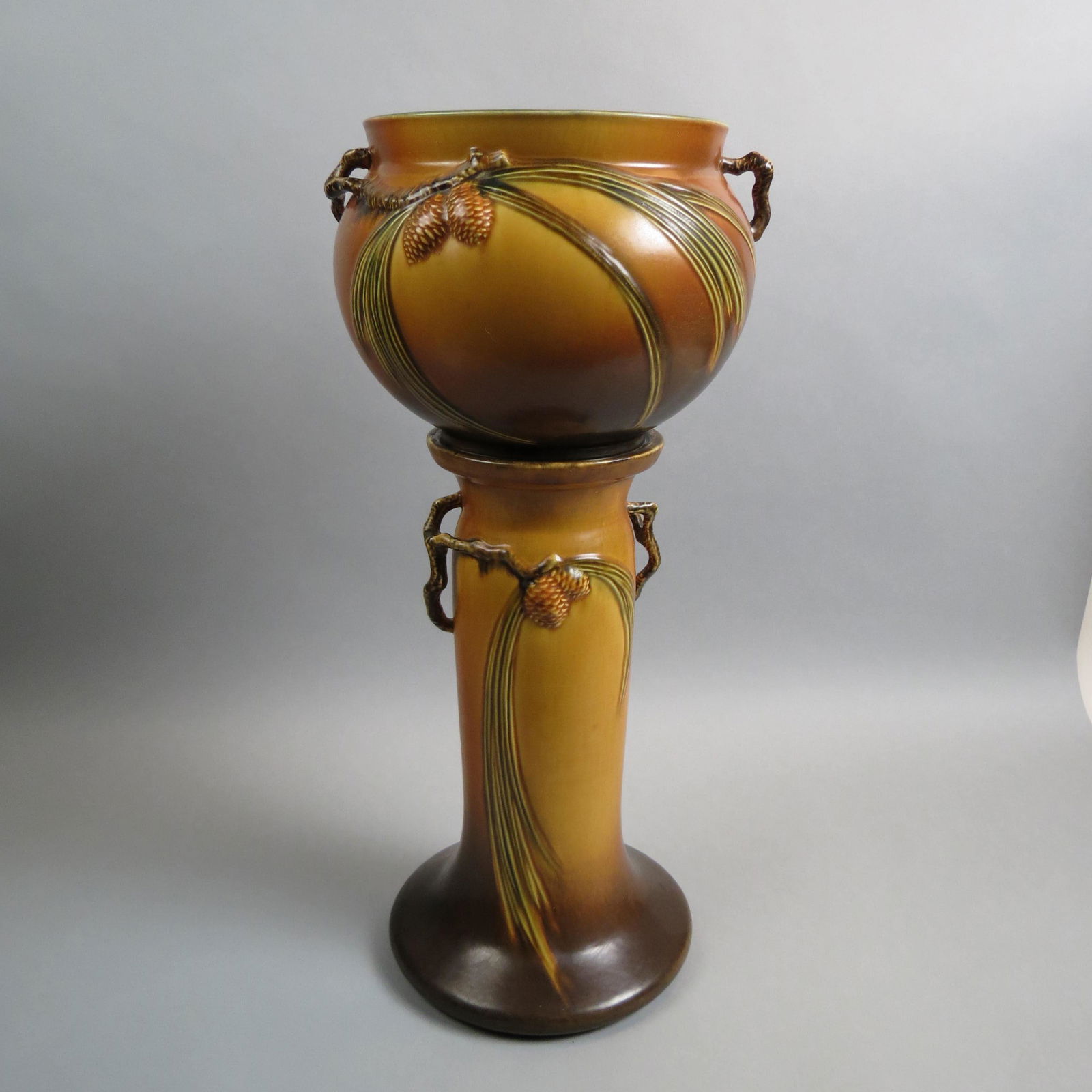 Roseville Pottery "Pinecone" Jardiniere & Pedestal (1 of 7)