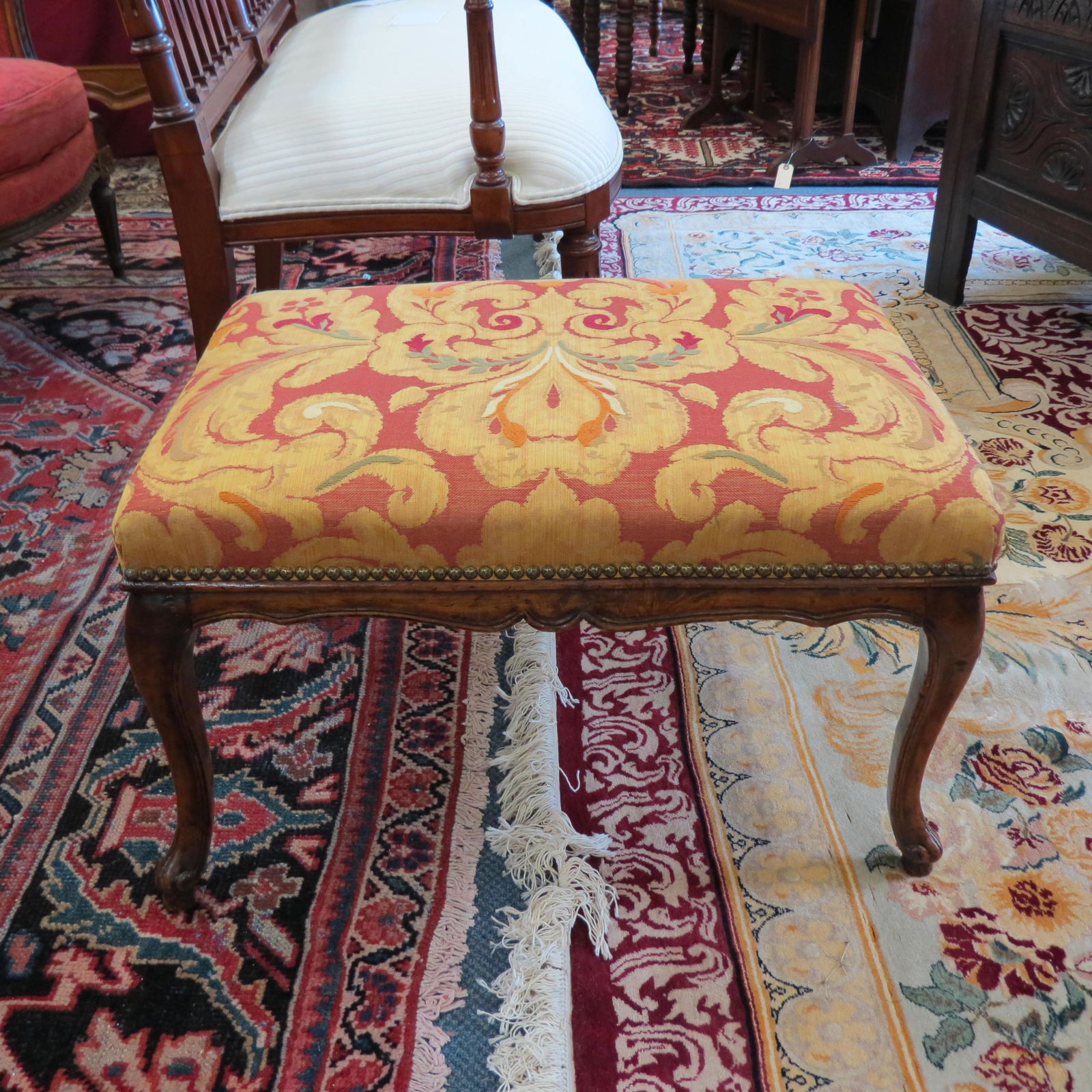 18th Century French Provincial Carved Bench, (1 of 6)