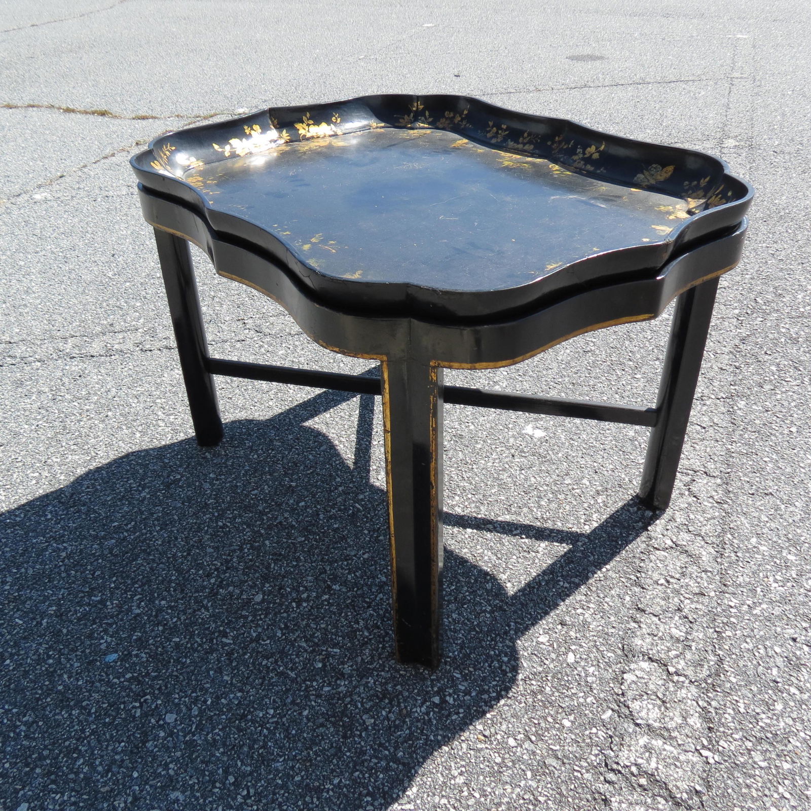 Victorian Papier Mache Gallery Tray on Stand, (1 of 4)