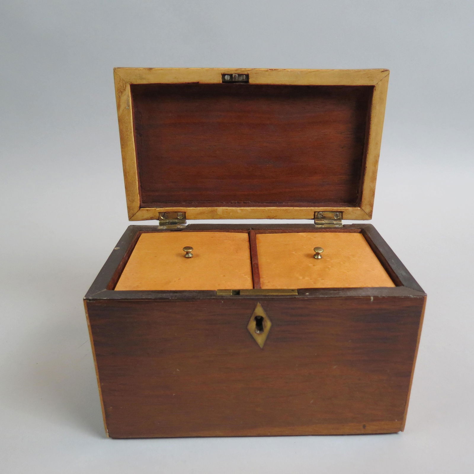 English Inlaid Wooden Tea Caddy Box, (1 of 5)