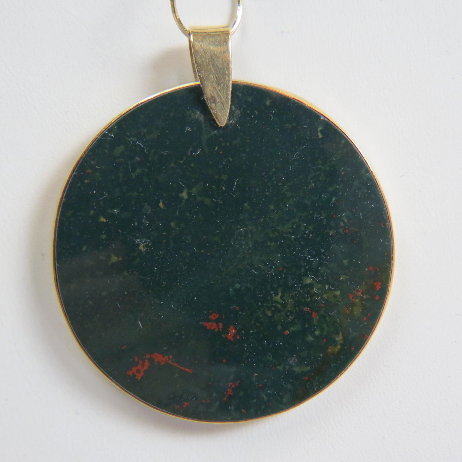 Bloodstone 14K Gold Pendant & Chain, (1 of 3)