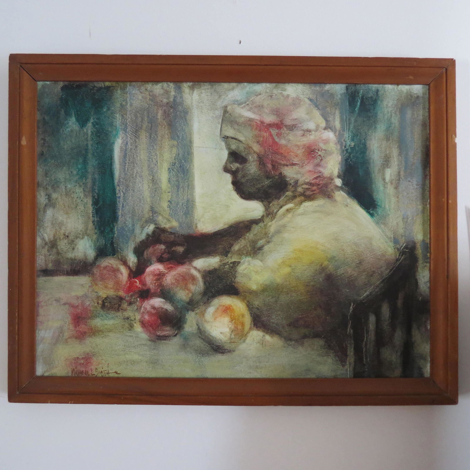 Micheal L. Smith, oil, Minda" first oil study,: image area 18' X 24" on masonite, well listed artist.