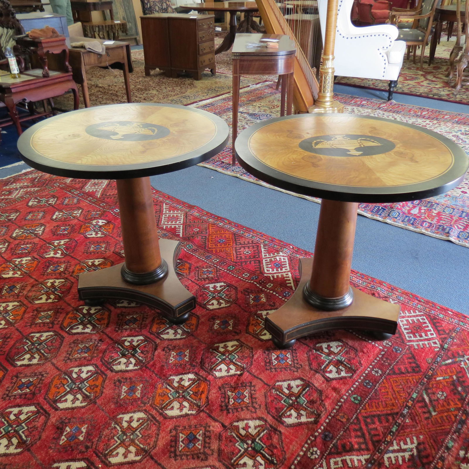 Pair of Biedermeier Style Side Tables, round tops, (1 of 4)