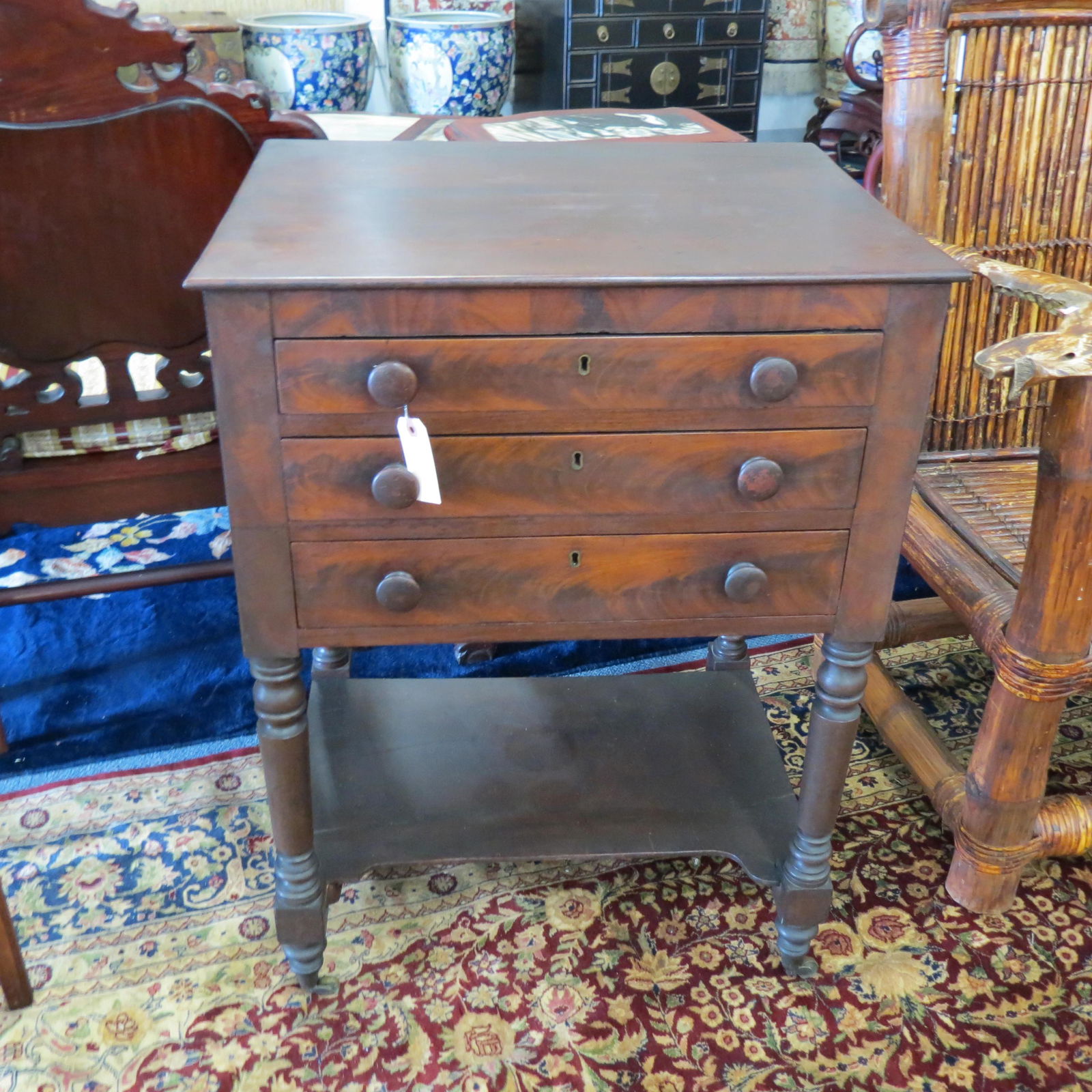 Duncan Phyfe 3 Drawer Sewing Stand, (1 of 8)