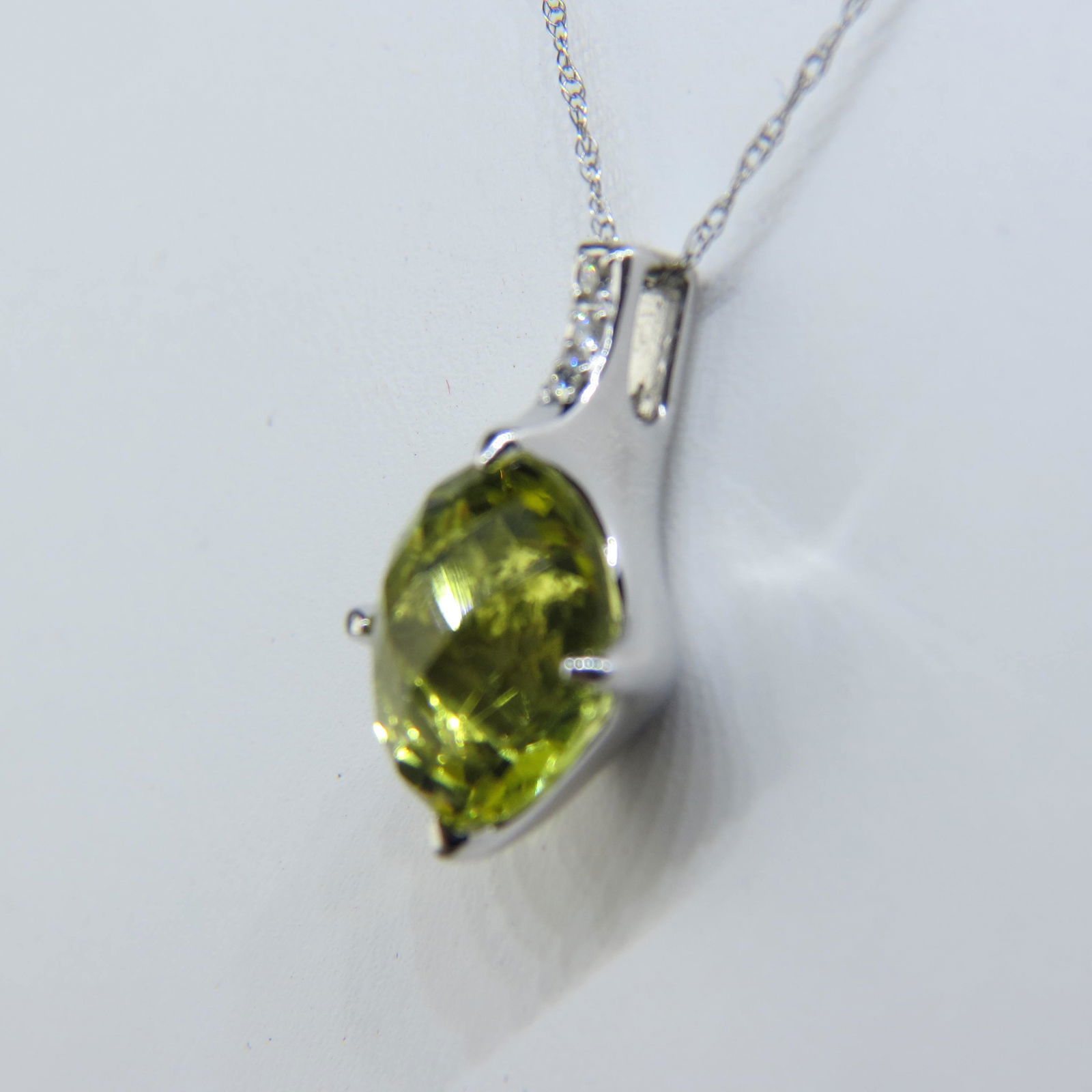 Diamond & Lemon Quartz 14K Gold Pendant & Chain, (1 of 5)