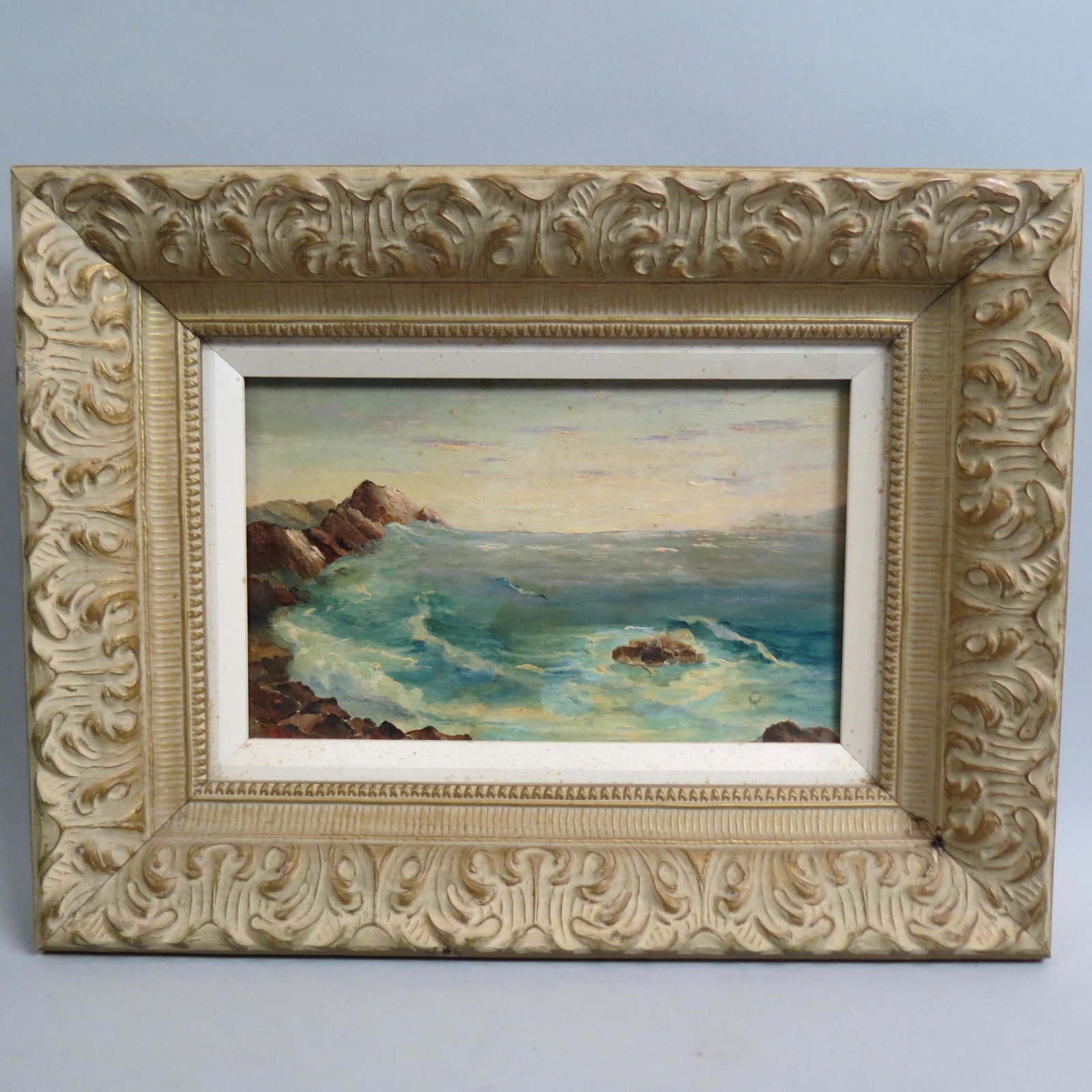 Don McNeil, oil, Rocky Coastline,: on masonite, image area 7 1/2" X 12", signed, listed Scottish artist.