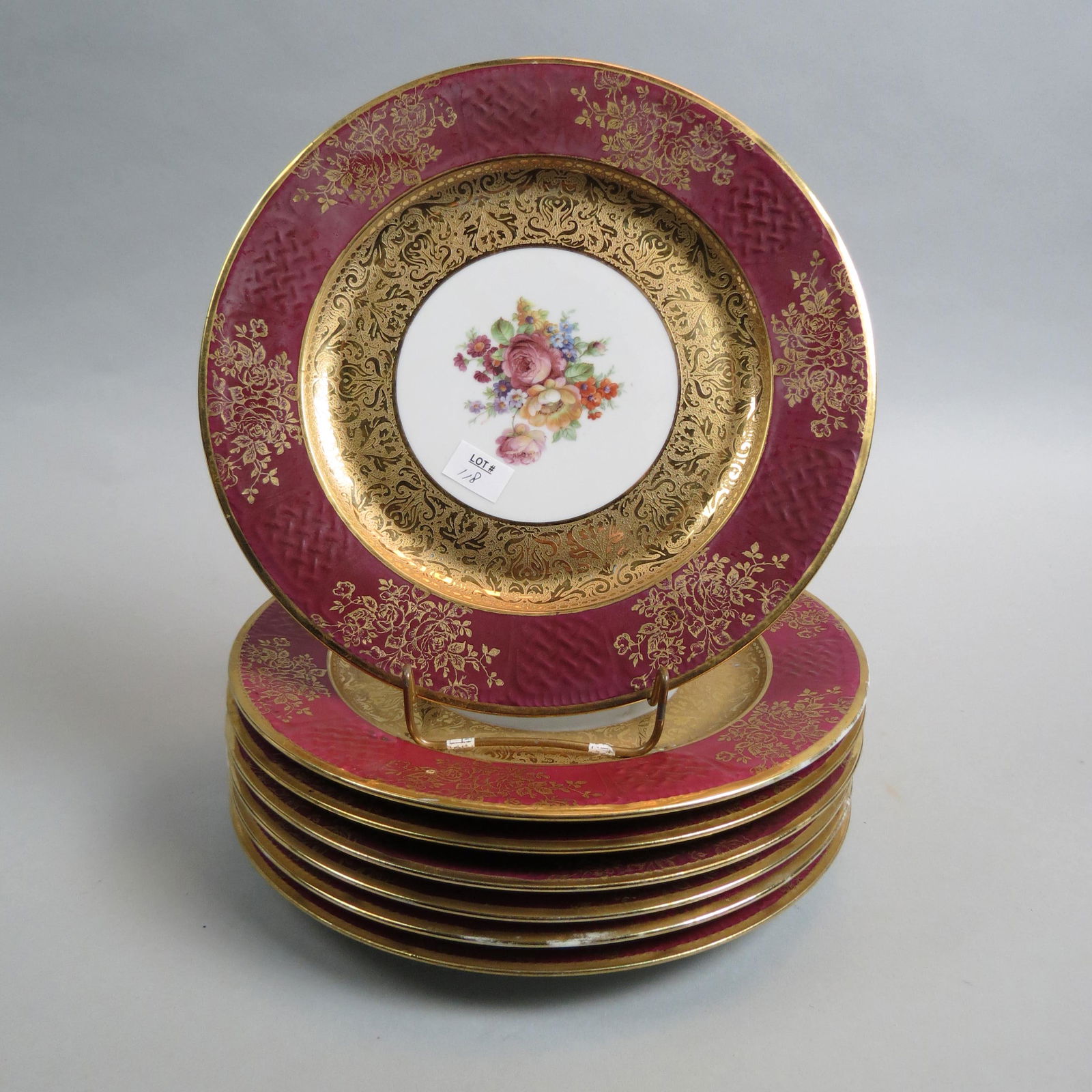 7 Limoges Porcelain Dinner or Service Plates, (1 of 6)