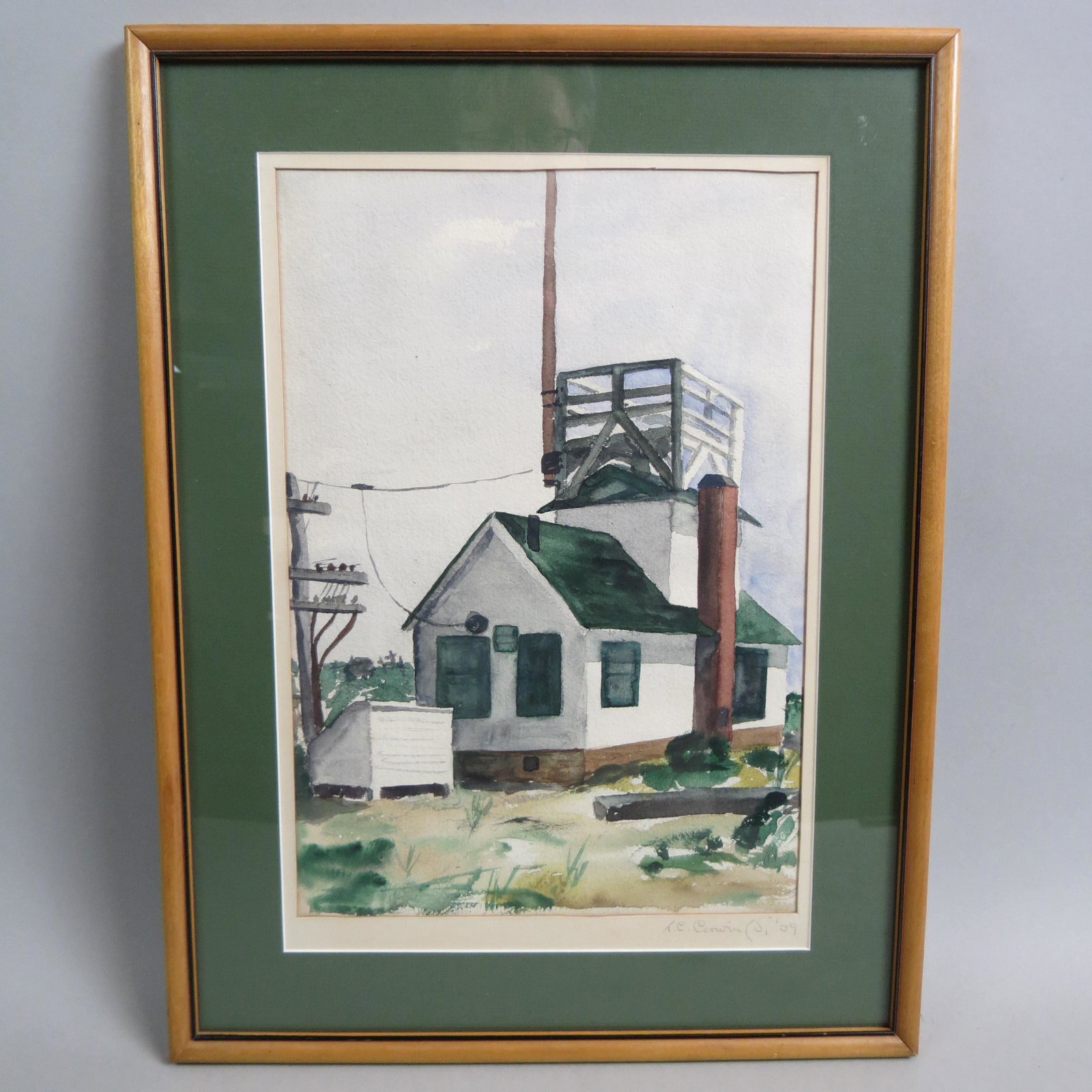 L.C. Corwin (?), watercolor, Station House,: signed and dated 1939, WPA style, image area 13" X 9 1/2".