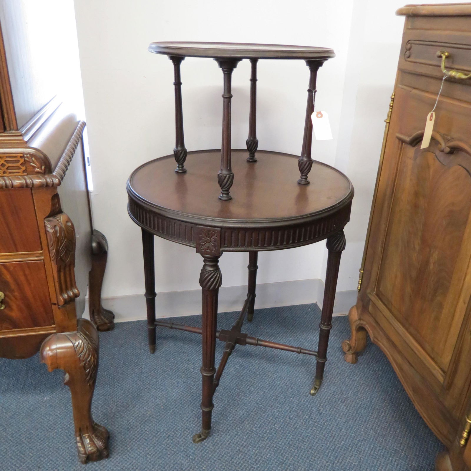 Period English Two tier Dumbwaiter Stand, (1 of 4)