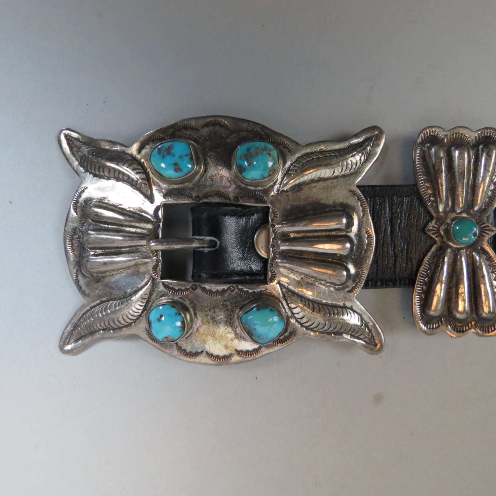 Native American Turquoise & Sterling Concho Belt, (1 of 7)