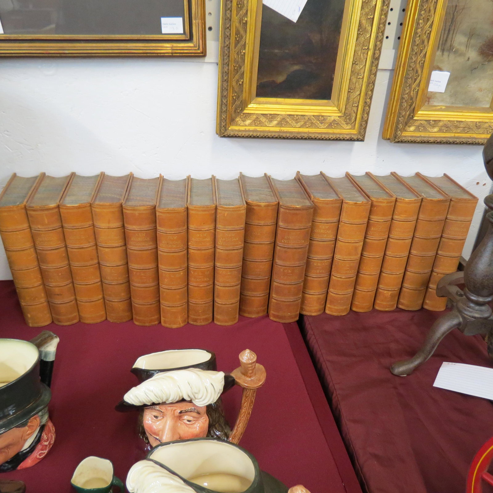 16 Volumes "New American Cyclopedia" 1867,: leather bound, 7" X 10".