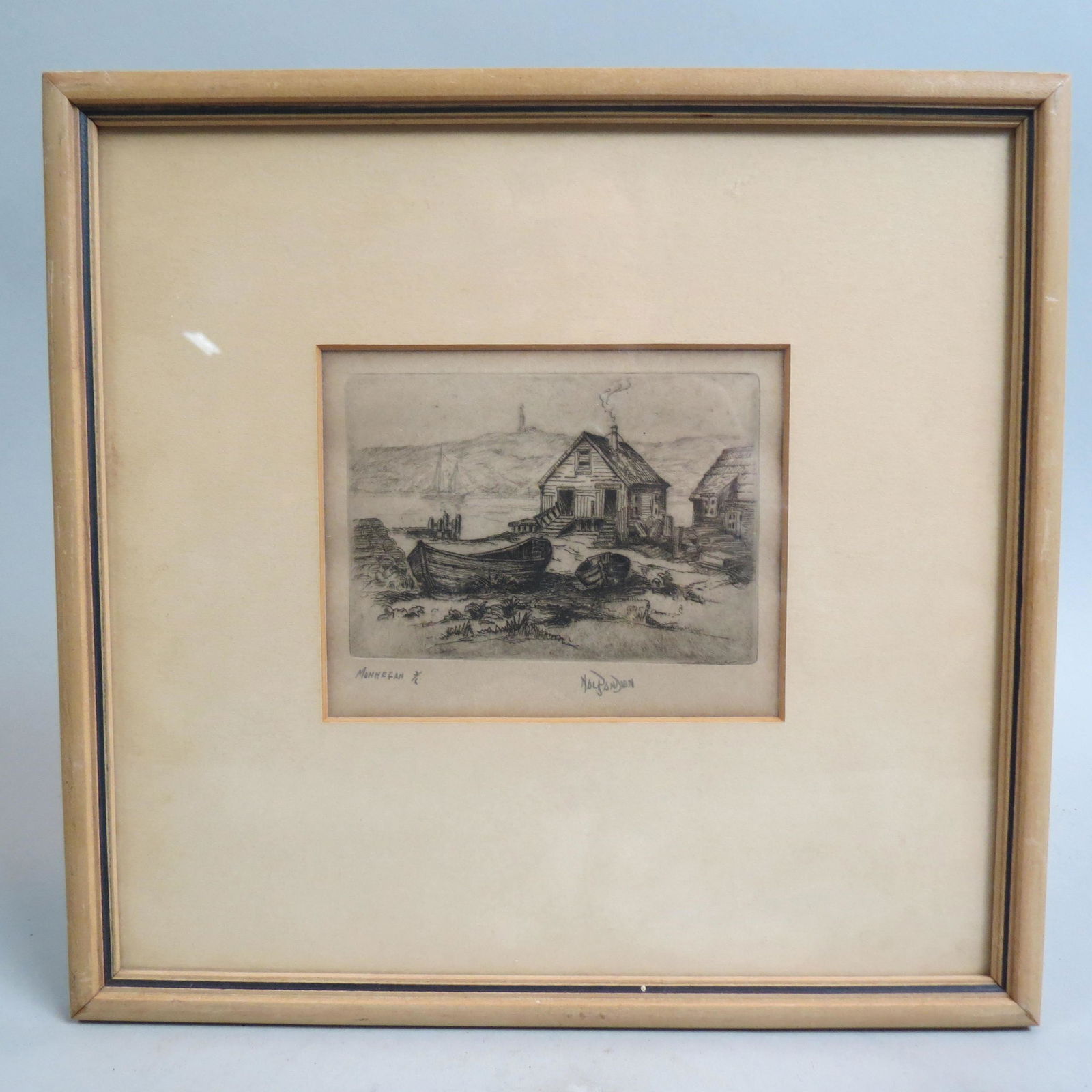 Etching of Monhegan, AAA label, signed, (1 of 6)