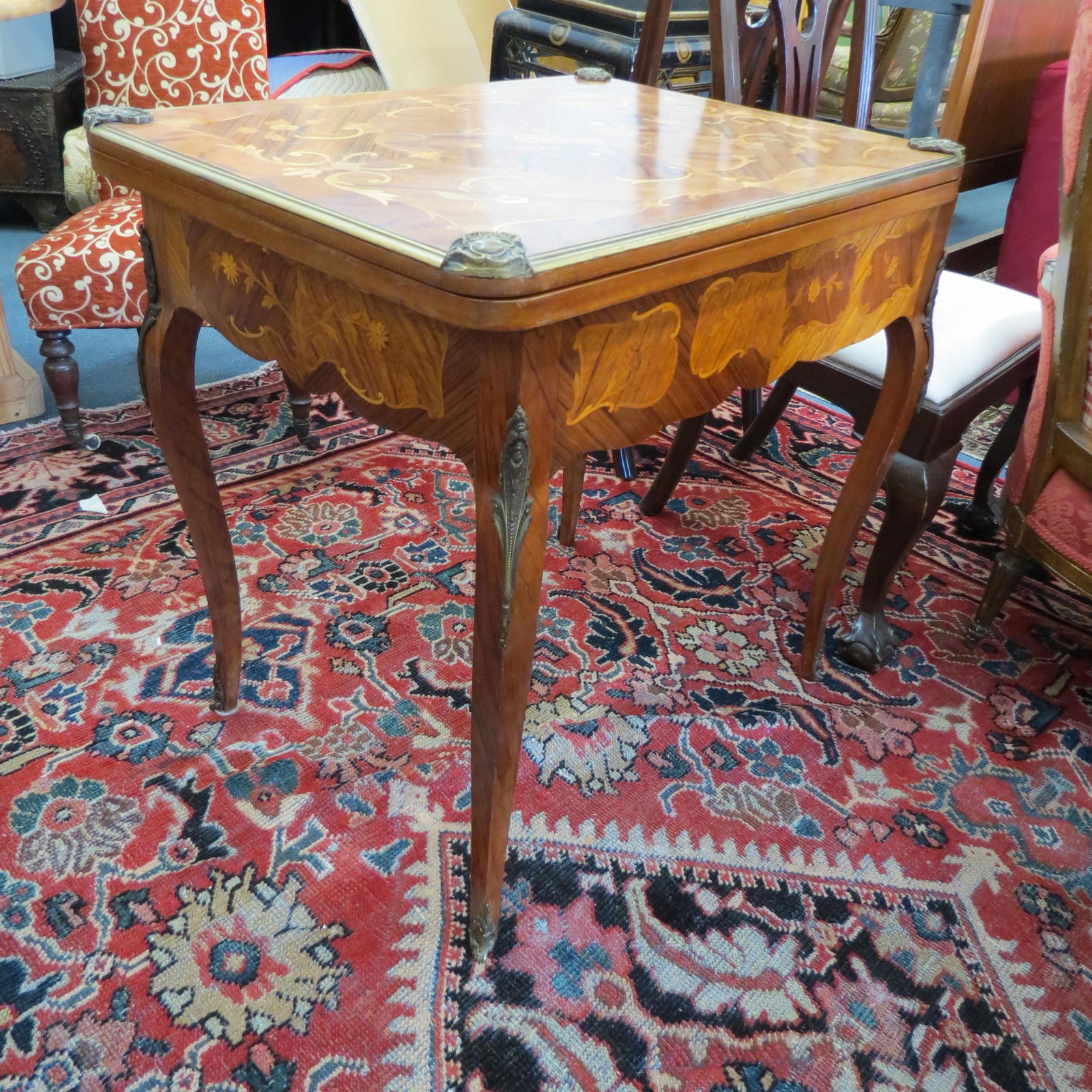 Italian Inlaid Game Table with Bronze Ormolu, (1 of 7)