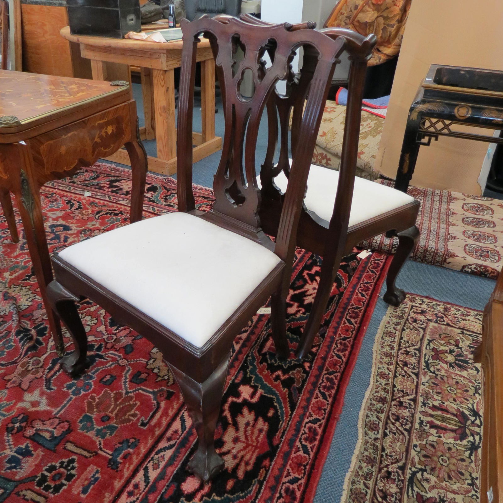 Pair of English Chippendale Style Carved Chairs, (1 of 6)