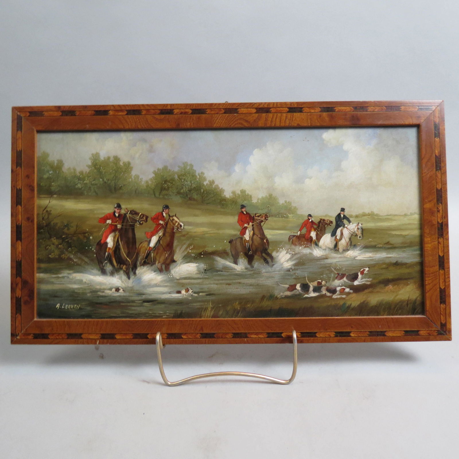 A. Lerren, oil on copper, Fox Hunt Scene, (1 of 7)