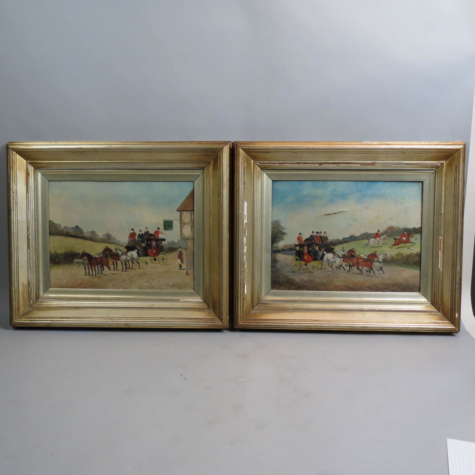 Phillip Henry Rideout, pair of oils, English Coach (1 of 11)