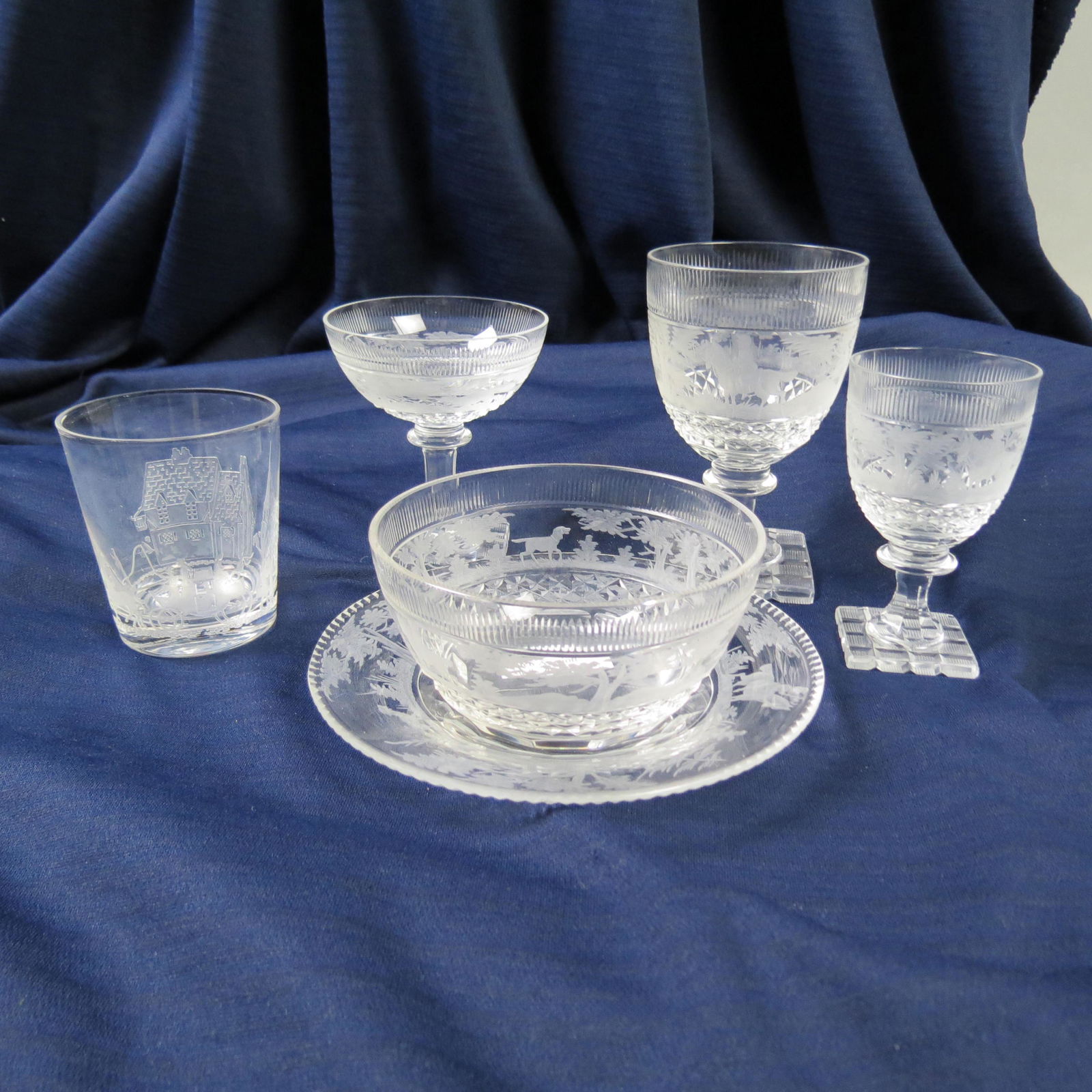 53 pc. Fox Hunt Cut & Etched Crystal Table Service (1 of 9)