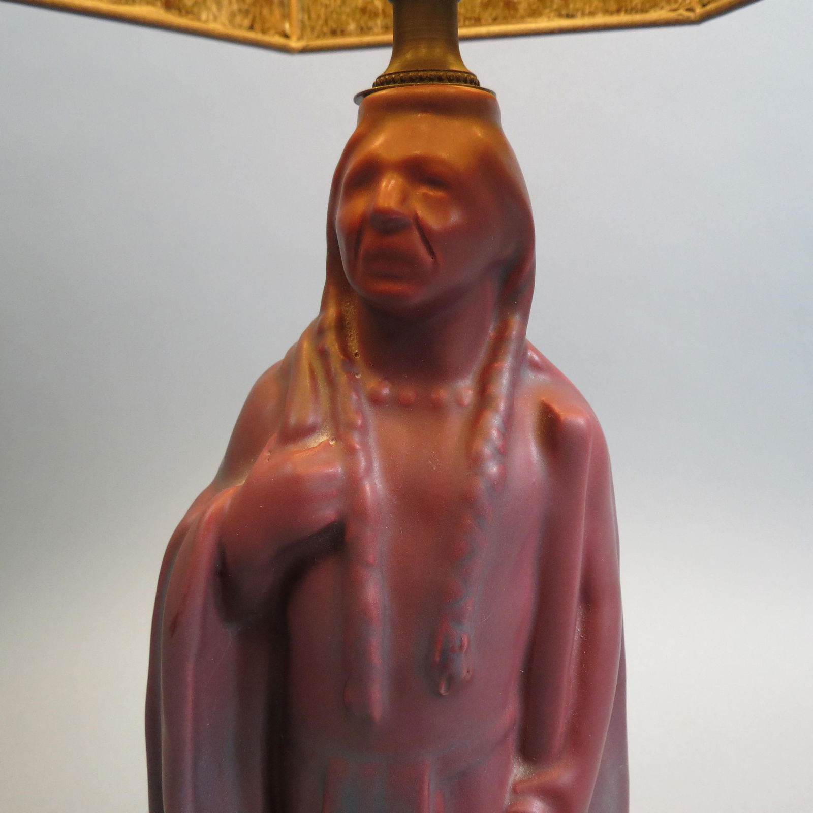 Van Briggle Pottery Figural Indian Lamp, (1 of 5)