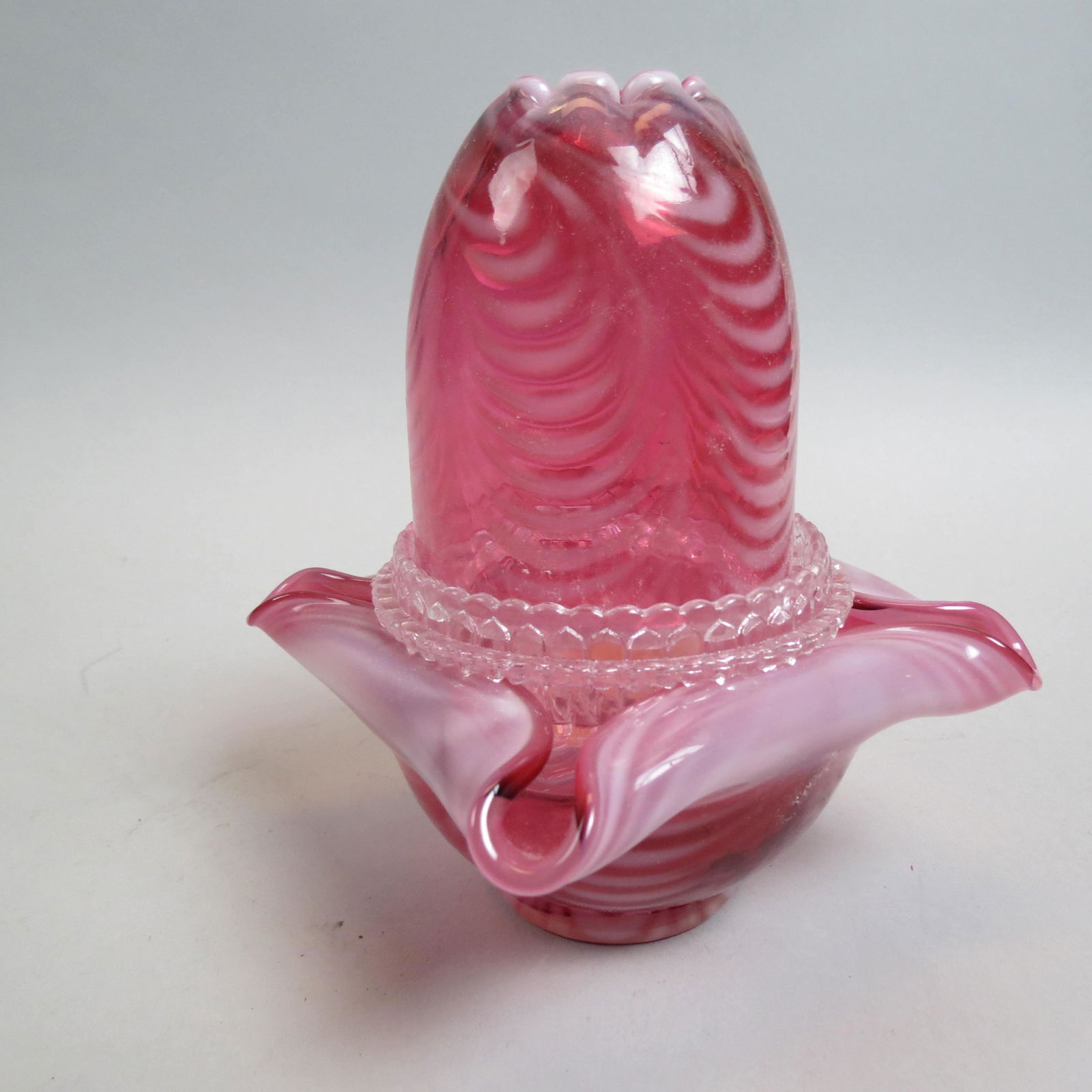 Cranberry Opalescent Fairy Lamp, (1 of 4)