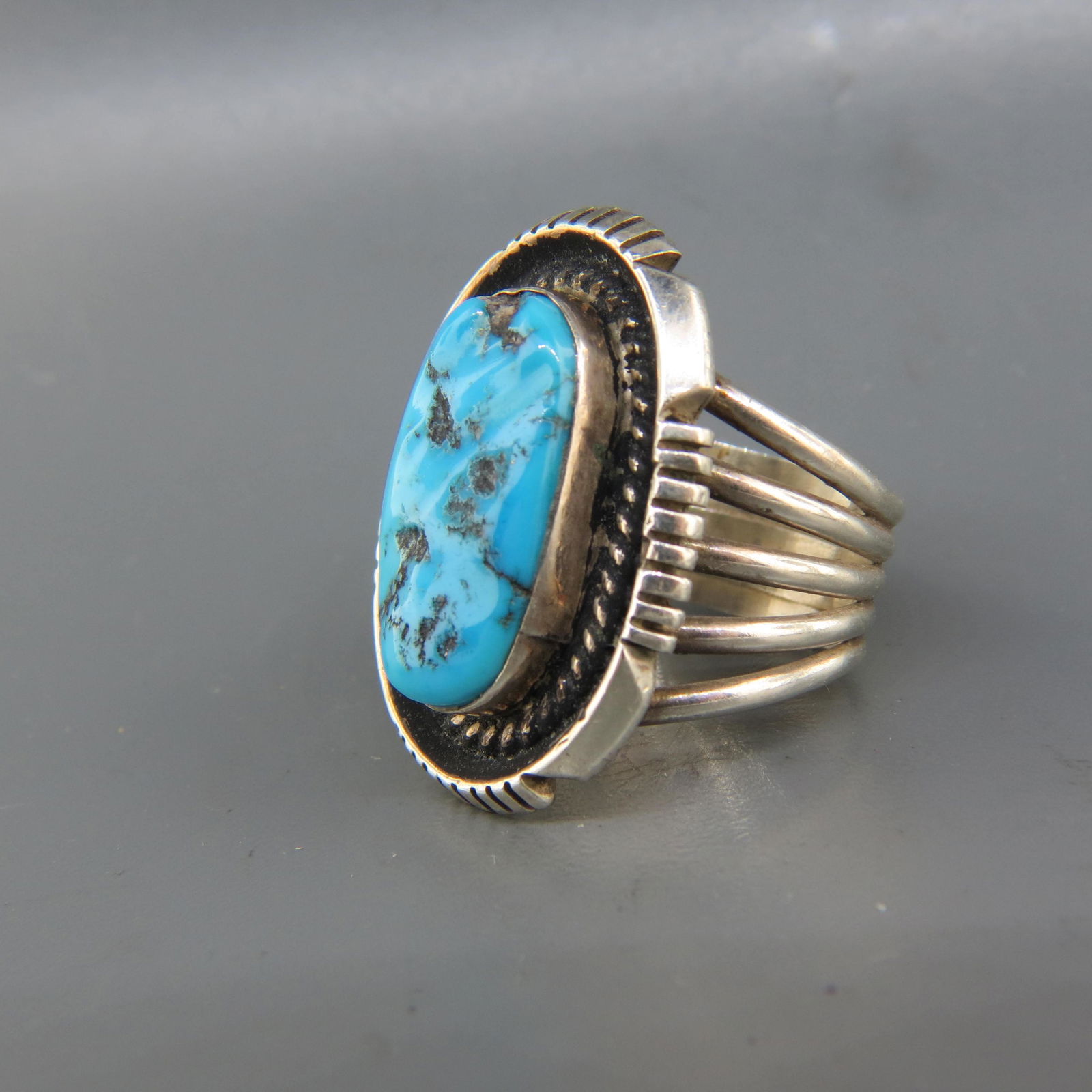 Silver Ray Navajo Turquoise & Sterling Ring, (1 of 6)
