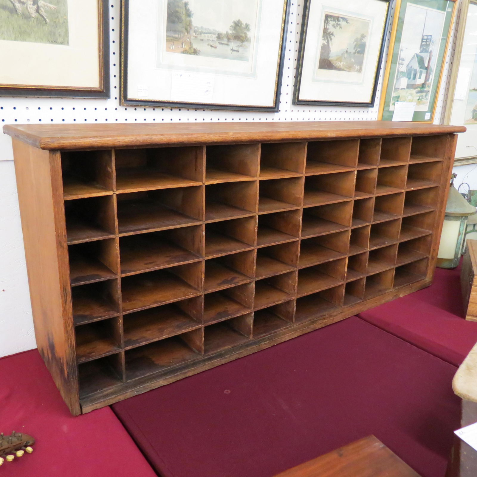 Wooden Mail Slot Cabinet from Victorian Hotel, (1 of 4)