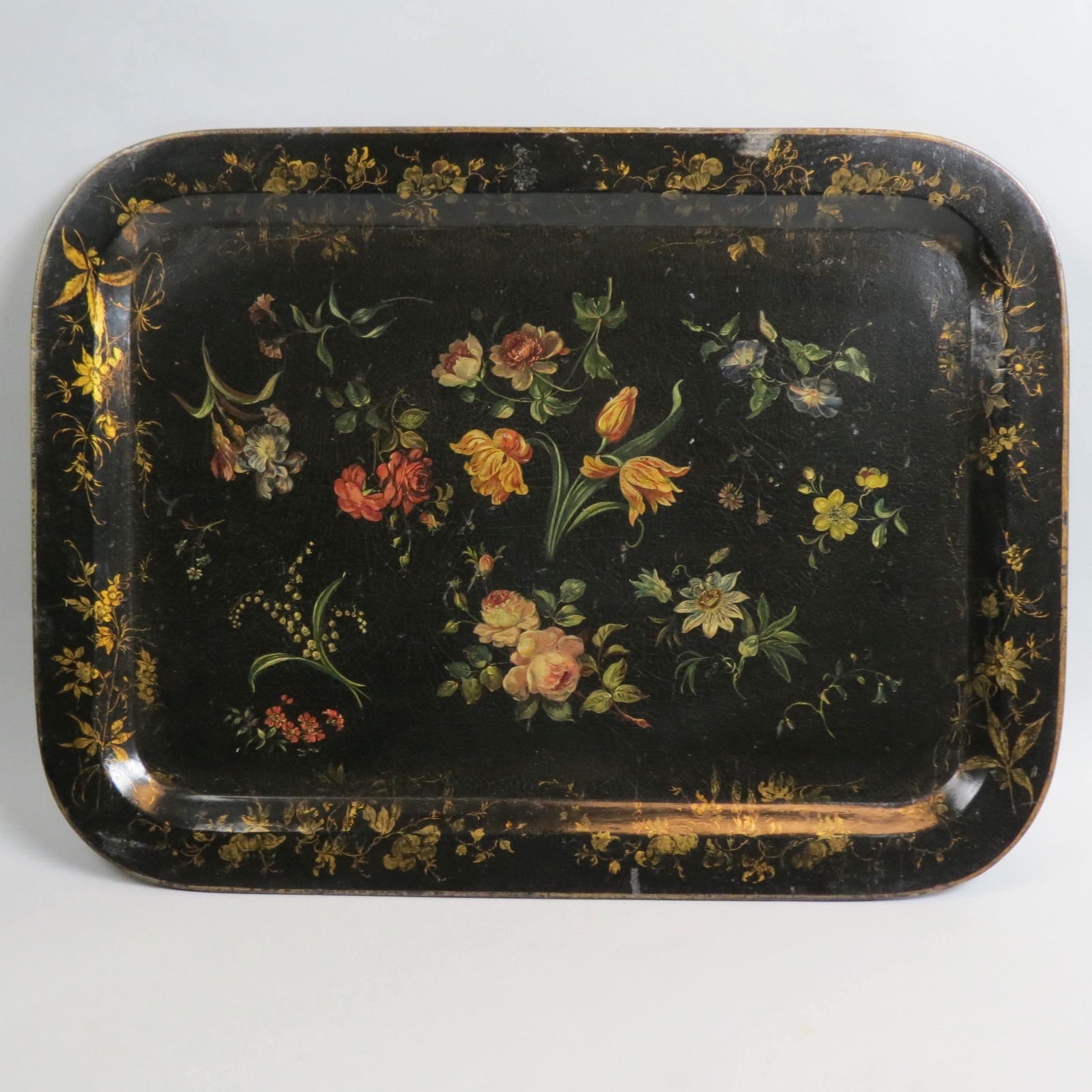 19th Century Hand Painted Papier Mache Tray, (1 of 7)