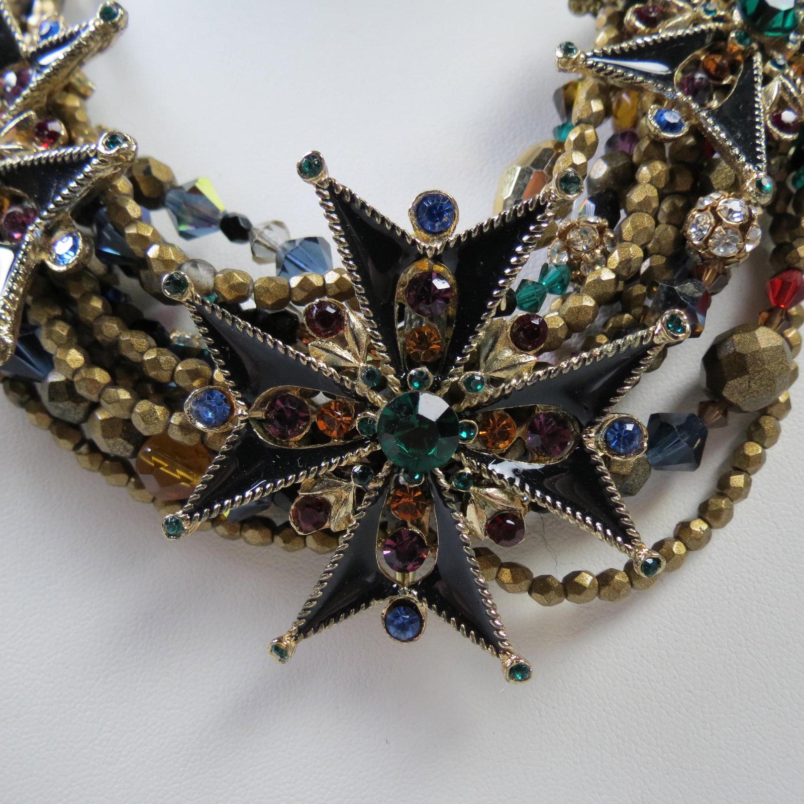 Jay Feinberg Costume Jewelry Necklace,: jeweled and bead design, 18" to 19", signed.