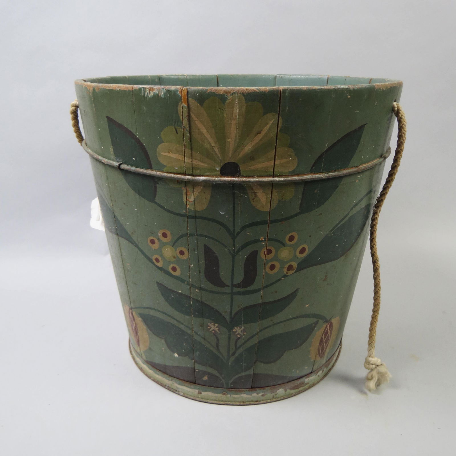Old Hand Painted Wooden Bucket, (1 of 4)
