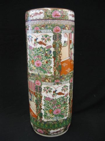 Chinese Rose Medallion Porcelain Umbrella Stand, c: contempory, 24" tall.