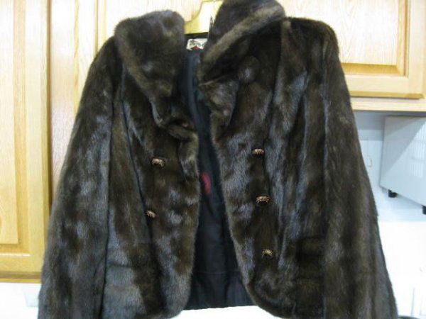 Mink Fur Coat by Harry Elias Furs, New York,: ornate rhinestone studded buttons.