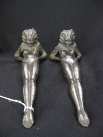 Pair of Deco Frankart Bronzed Bookends of nude: women, 8 1/2", marked pat'd applied for Frankart