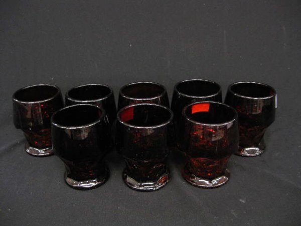 8 Cambridge Red Tumblers, 4" tall, scarce color, : excellent.